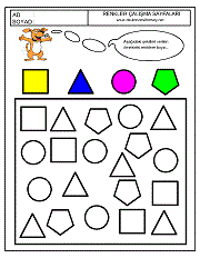 renkler çalışma sayfaları; okul öncesi örneğe göre boya çalışmaları